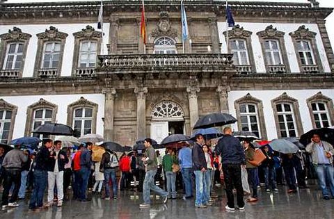 Funcionarios del Concello, en una de sus protestas por la supresi�n de la paga extra de Navidad.