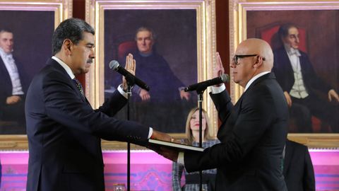 Maduro durante el juramento de la toma de posesin como presidente de Venezuela