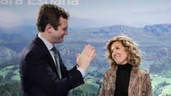 El lder del PP, Pablo Casado, en Oviedo donde present pblicamente a la candidata popular a la Presidencia del Principado, Teresa Mallada, expresidenta de Hunosa