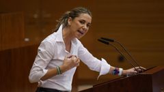 La portavoz del grupo socialista en la Asamblea de Madrid, Mar Espinar, este viernes durante el debate sobre el estado de la regi�n.