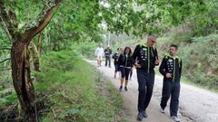 Petrovic y Pepe Pozas en el Camino de Santiago a su paso por Valga