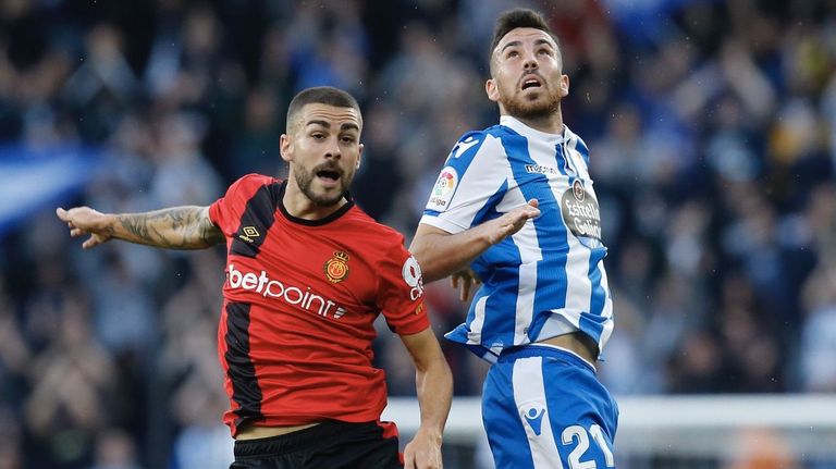 Dani Rodr�guez y Edu Exp�sito, en un D�por-Mallorca del 2019