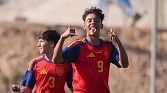 El canterano del Celta Nico Mindiola, celebrando su gol con Espa�a sub-14 ante Turqu�a.