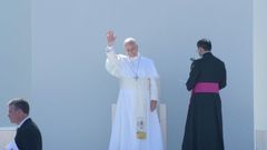 El Papa Le�n XIV durante un encuentro con las realidades de integraci�n de los migrantes, en la Plaza del Cristo de La Laguna.