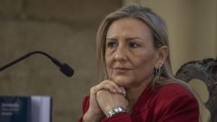 Mara Cores, en decembro do 2023 na presentacin do seu libro Entremurallas. Pxinas dende unha ra de Compostela