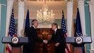 El secretario de Estado estadounidense, Antony Blinken, y Jens Stoltenberg despus de una reunin en Washington.