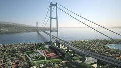 Recreacin del proyecto de construccin del puente.