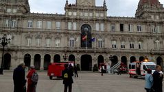 Simulacro de bomberos en la plaza de Mar�a Pita