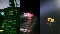 Rescate de los tripulantes del pesquero que se hundi� en Oia