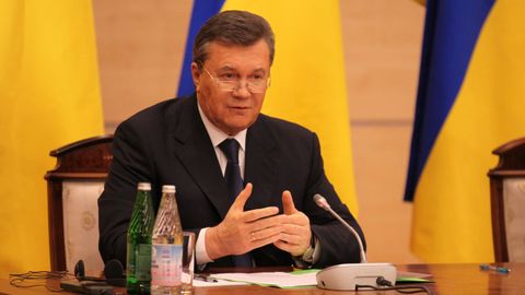 El expresidente ucraniano Vktor Yanukvich, en febrero del 2014, en una conferencia en la ciudad rusa de Rostov del Don.