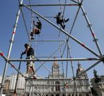 Montaje del escenario de Mar�a Pita en el 2011. 