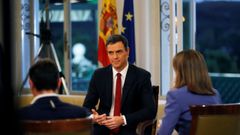 El presidente del Gobierno, Pedro Snchez, al comienzo de la entrevista que concedi a TVE el 18 de junio 