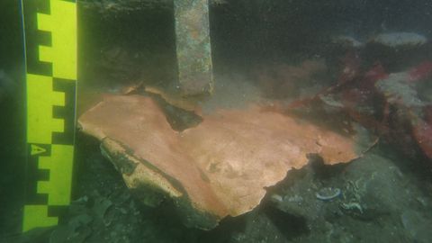 Forro de cobre de la fragata Magdalena, en excelente conservaci�n