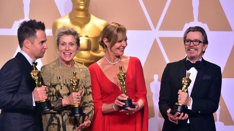 Los cuatro actores ganadores en papeles principaes y de reparto: Sam Rockwell, Frances McDormand, Allison Janney y Gary Oldman