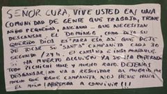 Cartel con quejas por el repicar de las campanas en las inmediaciones de la iglesia de San Mart�n de Meir�s