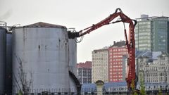 Demolici�n de los silos de Bunge en abril del 2021