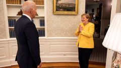 El presidente de Estados Unidos, Joe Biden, recibe a la canciller alemana, Angela Merkel, el pasado 15 de julio, en el Despacho Oval