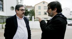 Jes�s Veiga, a la izquierda, con el alcalde, Ricardo S�nchez ayer en Mi�o. 