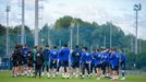 Los jugadores del Oviedo, en El Requexón