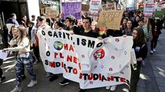 Estudiantes gallegos en una marcha contra el cambio clim�tico