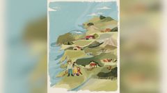 A l�mina na que Coren, da man da ilustradora Laura Su�rez, fai un percorrido sentimental por Galicia e tam�n repasa os sectores productivos.