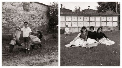 Detalle de Carlos, Soutelo de Montes (1960) y Mujeres delante de los nichos, Millarada (1960).