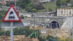 Trabajos constructivos del t�nel en el emboquille de A Gra�a