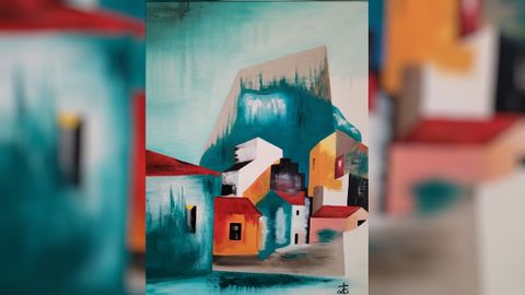 Xeometr�a e cor van da man na obra de Teresa.