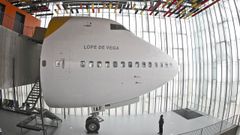 TODO PREPARADO PARA EL BAUTISMO DEL MUSEO NACIONAL DE LA CIENCIA Y TECNOLOGIA MUNCYT. EN LA IMAGEN EL MORRO DE UN AVION BOEING