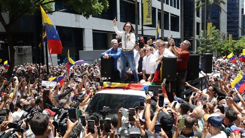 Corina Machado, este mircoles durante la manifestacin opositora en Caracas.