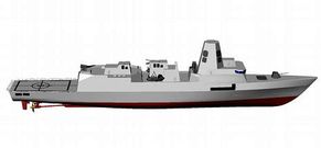 En la imagen, una recreaci�n de las caracter�sticas b�sicas de la futura fragata F-110.