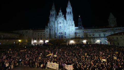 La manifestacin por el Da Internacional de la Mujer, en la plaza del Obradoiro.