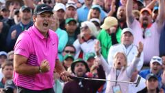 Patrick Reed celebra la victoria en Agusta