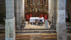Algunas de las pinturas de la iglesia de Pombeiro se encuentran en las columnas del interior del templo