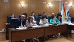 Los dos concejales del BNG, en primera fila a la izquierda, junto a los seis de Cami�a Sarria