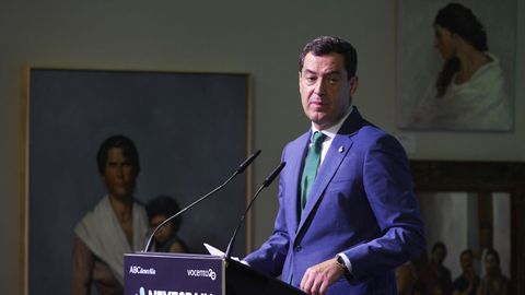 El presidente de Andaluca, Juanma Moreno, durante una intervencin en Sevilla.