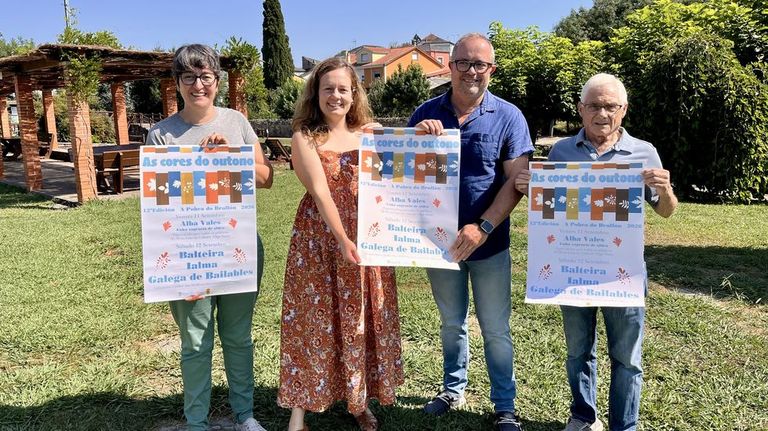 Alcalde, Xos&eacute; Lois Maceda, y los&nbsp;concejales Mari&aacute;n Mart&iacute;nez y Agapito Rodr&iacute;guez, junto a la diputada Iria Castro presentando el cartel de As Cores de Outono 2026
