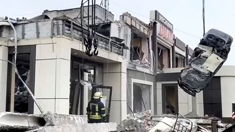 El edificio de la panader�a destruida en Lugansk.