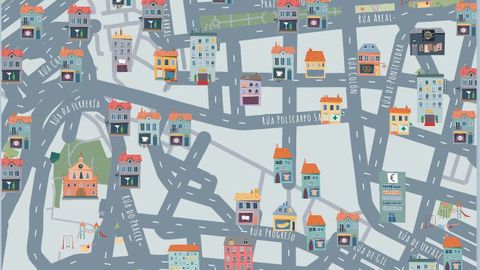 Vigo para niños.Calles de Vigo con ilustraciones de la escritora Laura Bednarski