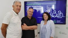 Jaime Otero y Marita Valds, pacientes de cncer, con David Posada, catedrtico de Gentica de la Universidad de Vigo, en el centro
