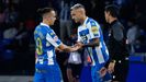 Luismi Cruz y Stoichkov, en un partido de esta temporada en Riazor