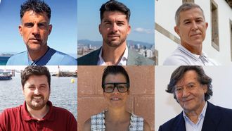 De izquierda a derecha, y de arriba abajo: �scar Pereiro, campe�n del Tour del 2006; Cristian Toro, pirag�ista ol�mpico; Ignacio Iglesias Villanueva, ex�rbitro; David Cal, pirag�ista ol�mpico; Eva Arias, mediofondista internacional, y Jos� Ram�n Lete, jugador de baloncesto