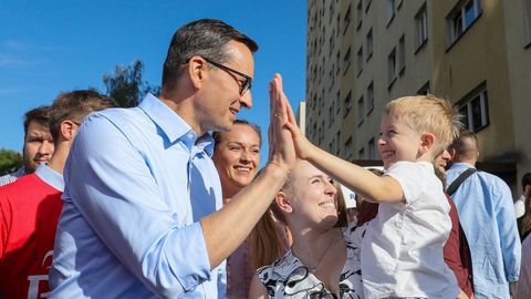 El primer ministro de Polonia, Mateusz Morawiecki, durante un encuentro del partido Ley y Justicia en la ciudad de Radom.