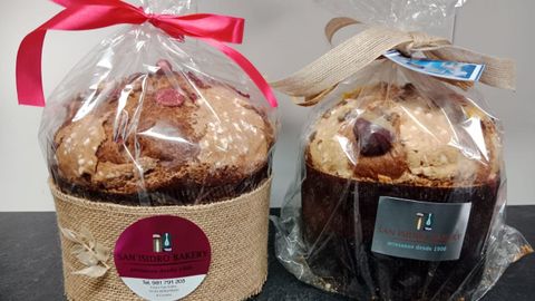 Los panetones con sabores gallegos y de chocolate que present� al concurso.