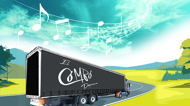 Ilustracin del camin de la orquesta el Combo Dominicano.