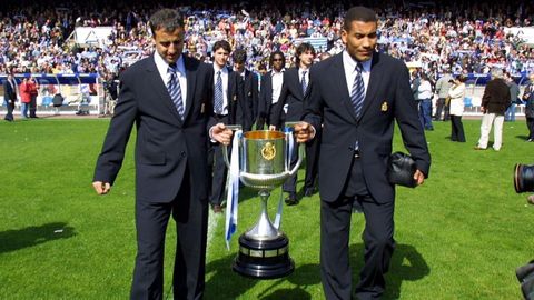 Fran y Mauro Silva, con la Copa del Rey del 2002