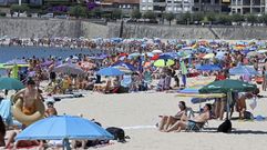 Aspecto de la playa de Silgar, en Sanxenxo, el �ltimo d�a de julio