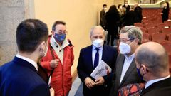 Los presidentes de la CEL, Federaci�n de Comercio y Hosteler�a de Lugo acompa�ando al presidente de la Diputaci�n