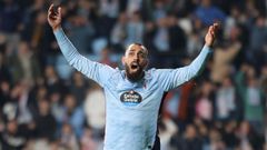 Borja Iglesias, durante el partido de este domingo entre Celta y Mallorca en Bala�dos.