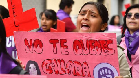 Una manifestaci�n contra la violencia machista.